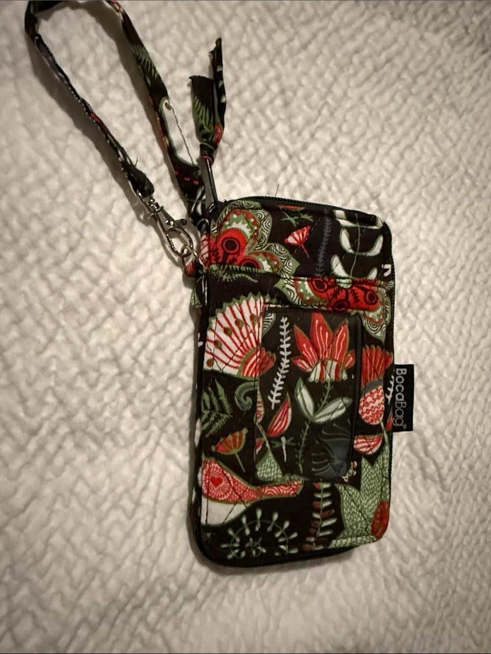 Floral Wristlet Phone Case - Black, Red, Green